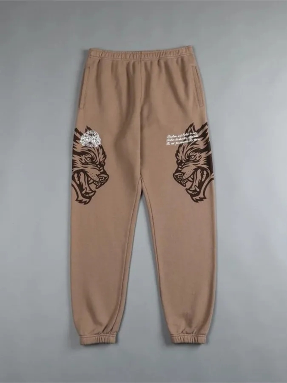 Darc Sport Taupe Jogger Pants with Wolf Graphics